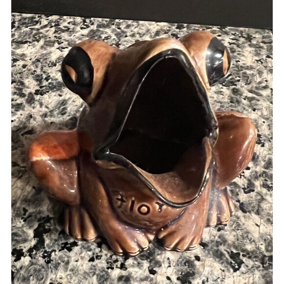 VINTAGE 1970s Florida Small Ceramic Frog Soap Sponge Holder Hobbyist Retro - Picture 8 of 8